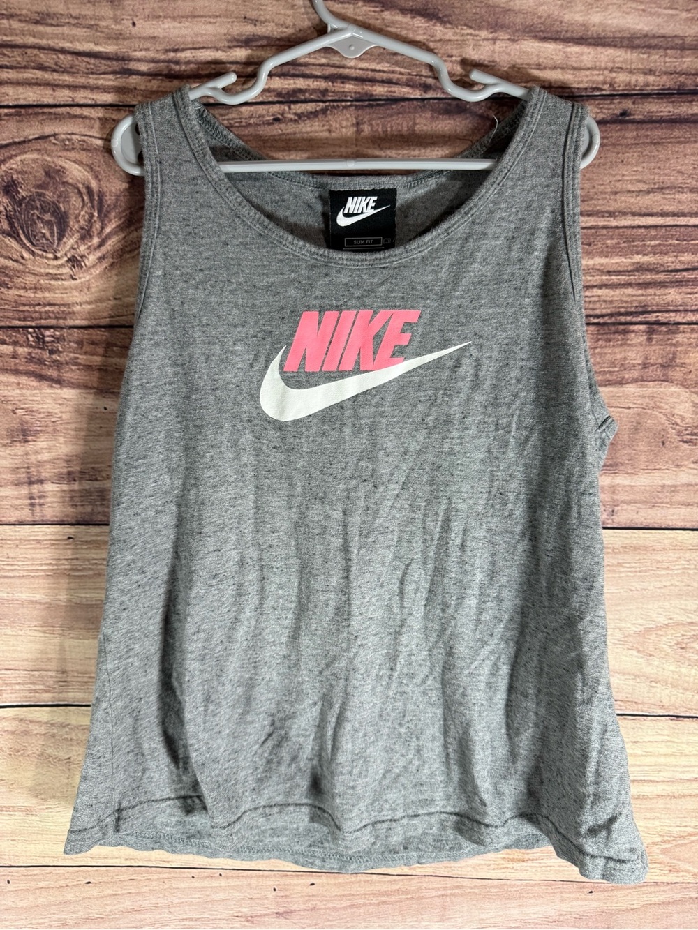 Nike girls Gray Tank Top with Pink Logo and White Swoosh